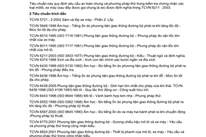 Tiêu chuẩn Việt Nam TCVN 5929:2005 về mô tô, xe máy -yêu cầu an toàn chung và phương pháp thử do Bộ Khoa học và Công nghệ ban hành