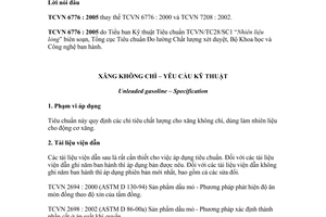 Tiêu chuẩn Việt Nam TCVN 6776:2005 về Xăng không chì - Yêu cầu kỹ thuật do Bộ Khoa học và Công nghệ ban hành
