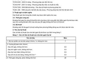 Tiêu chuẩn xây dựng Việt Nam TCXDVN 336:2005 về vữa dán gạch ốp lát - yêu cầu kỹ thuật và phương pháp thử