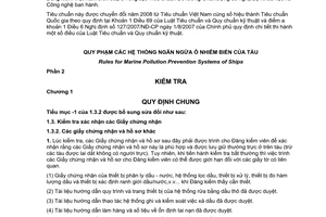 Tiêu chuẩn quốc gia TCVN 6276:2003/SĐ2:2005 về Quy phạm các hệ thống ngăn ngừa ô nhiễm biển của tàu