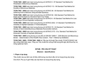 Tiêu chuẩn Việt Nam TCVN 7493:2005 về Bitum - Yêu cầu kỹ thuật do Bộ Khoa học và Công nghệ ban hành