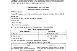 Tiêu chuẩn Việt Nam TCVN 5441:2004 về Vật liệu chịu lửa - Phân loại do Bộ Khoa học và Công nghệ ban hành