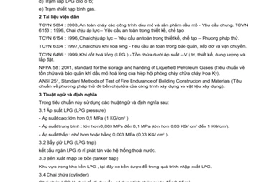 Tiêu chuẩn Việt Nam TCVN 7441:2004 về hệ thống cung cấp khí dầu mỏ hóa lỏng (LPG) tại nơi tiêu thụ - Yêu cầu thiết kế, lắp đặt và vận hành