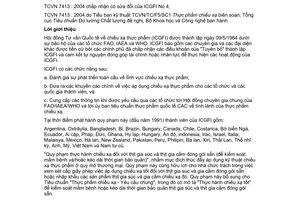Tiêu chuẩn Việt Nam TCVN 7413:2004 về qui phạm thực hành chiếu xạ tốt đối với thịt gia súc và thịt gia cầm đóng gói sẵn (để kiểm soát mầm bệnh và/hoặc kéo dài thời gian bảo quản) do Bộ Khoa học và Công nghệ ban hành