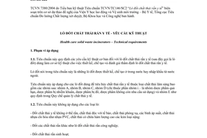 Tiêu chuẩn Việt Nam TCVN 7380:2004 về lò đốt chất thải rắn y tế - Yêu cầu kỹ thuật do Bộ Khoa học và Công nghệ ban hành