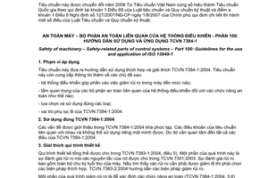 Tiêu chuẩn quốc gia TCVN 7384-100:2004 (ISO/TR 13849-100:2000) về An toàn máy - Bộ phận an toàn liên quan của hệ thống điều khiển - Phần 100: Hướng dẫn sử dụng và ứng dụng TCVN 7384-1