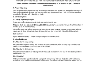 Tiêu chuẩn Việt Nam TCVN 7403:2004 về thức ăn dành cho trẻ em từ 6 tháng đến 36 tháng tuổi - Yêu cầu kỹ thuật do Bộ Khoa học và Công nghệ ban hành