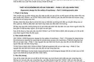 Tiêu chuẩn quốc gia TCVN 7302-3:2003 (ISO 15534-3 : 2000) về Thiết kế ecgônômi đối với an toàn máy - Phần 3: Số liệu nhân trắc