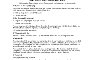 Tiêu chuẩn Việt Nam TCVN 6177:1996 (ISO 6332: 1988 (E)) về chất lượng nước - xác định sắt bằng phương pháp trắc phổ dùng thuốc thử 1.10-phenantrolin do Bộ Khoa học Công nghệ và Môi trường ban hành