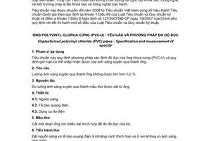 Tiêu chuẩn quốc gia TCVN 6143:1996 (ISO 3474:1976) về Ống polyvinyl clorua cứng (PVC-U) - Yêu cầu và phương pháp đo độ đục