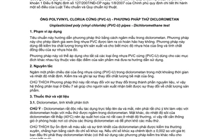 Tiêu chuẩn quốc gia TCVN 6139:1996 (ISO 7676:1990) về Ống polyvinyl clorua cứng (PVC-U) – Phương pháp thử diclorometan