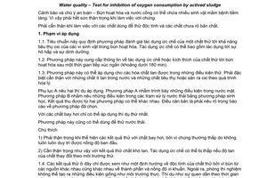 Tiêu chuẩn Việt Nam TCVN 6226:1996 (ISO 8192 : 1986 (E)) về chất lượng nước - Thử sự ức chế khả năng tiêu thụ oxy của bùn hoạt hoá do Bộ Khoa học Công nghệ và Môi trường ban hành