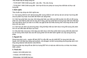 Tiêu chuẩn Việt Nam TCVN 6124:1996 về chất lượng đất - Xác định dư lượng DDT trong đất - Phương pháp sắc ký khí lỏng