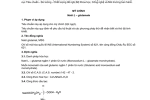 Tiêu chuẩn Việt Nam TCVN 1459:1996 (Tập 2, JOINT FAO (JECFA)) về mì chính do Bộ Khoa học Công nghệ và Môi trường ban hành