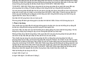 Tiêu chuẩn Việt Nam TCVN 5976:1995 (ISO 7935: 1992) về khí thải nguồn tĩnh - xác định nồng độ khối lượng của lưu huỳnh dioxit (SO2) - đặc tính của các phương pháp đo tự động