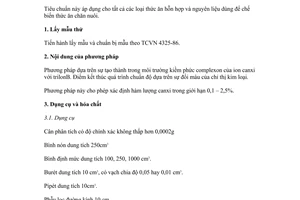 Tiêu chuẩn Việt Nam TCVN 1526:1986 về thức ăn chăn nuôi - phương pháp xác định hàm lượng canxi do Bộ Khoa học và Công nghệ ban hành