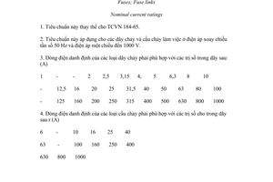 Tiêu chuẩn Việt Nam TCVN 184:1985 về dây chảy, cầu chảy - Dãy dòng điện danh định
