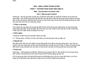 Tiêu chuẩn Việt Nam TCVN 6686-1:2000 (ISO 13366-1 : 1997) về sữa - định lượng tế bào xôma - Phần 1: Phương pháp dùng kính hiển vi do Bộ Khoa học Công nghệ và Môi trường ban hành