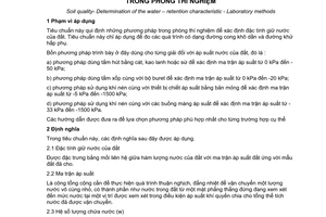 Tiêu chuẩn Việt Nam TCVN 6651:2000 (ISO 11274 : 1998) về chất lượng đất - Xác định đặc tính giữ nước - Phương pháp trong phòng thí nghiệm do Bộ Khoa học Công nghệ và Môi trường ban hành