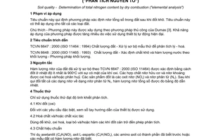 Tiêu chuẩn Việt Nam TCVN 6645:2000 (ISO 13878 : 1998) về chất lượng đất - Xác định hàm lượng nitơ tổng số bằng đốt khô ("phân tích nguyên tố") do Bộ Khoa học Công nghệ và Môi trường ban hành
