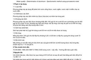 Tiêu chuẩn Việt Nam TCVN 6623:2000 (ISO 10566 : 1994) về chất lượng nước - Xác định nhôm - Phương pháp đo phổ dùng pyrocatechol tím do Bộ Khoa học Công nghệ và Môi trường ban hành