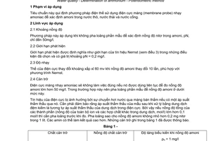 Tiêu chuẩn Việt Nam TCVN 6620:2000 (ISO 6778 : 1984) về chất lượng nước - Xác định amoni - Phương pháp điện thế do Bộ Khoa học Công nghệ và Môi trường ban hành