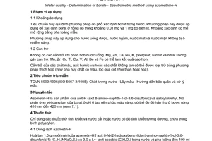 Tiêu chuẩn Việt Nam TCVN 6635:2000 (ISO 9390 : 1990) về chất lượng nước - Xác định borat - Phương pháp đo phổ dùng azometin-H do Bộ Khoa học Công nghệ và Môi trường ban hành