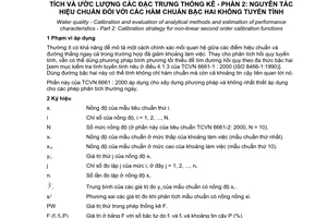 Tiêu chuẩn Việt Nam TCVN 6661-2:2000 (ISO 8466-2 : 1993) về chất lượng nước - Hiệu chuẩn và đánh giá các phương pháp phân tích và ước lượng các đặc trưng thống kê - Phần 2 - Nguyên tắc hiệu chuẩn đối với các hàm chuẩn bậc hai không tuyến tính do Bộ Khoa học Công nghệ và Môi trường ban hành