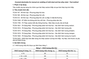 Tiêu chuẩn Việt Nam TCVN 3909:2000 về Que hàn điện dùng cho thép cacbon thấp và thép hợp kim thấp - Phương pháp thử do Bộ Khoa học Công nghệ và Môi trường ban hành