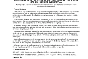 Tiêu chuẩn Việt Nam TCVN 6662:2000 (ISO 10260 : 1992) về chất lượng nước - Đo thông số sinh hoá - Phương pháp đo phổ xác định nồng độ clorophyl-a do Bộ Khoa học Công nghệ và Môi trường ban hành