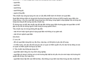 Tiêu chuẩn Việt Nam TCVN 5699-2-80:2000 (IEC 60335-2-80 : 1997) về An toàn đối với thiết bị điện gia dụng và các thiết bị điện tương tự - Phần 2-80. Yêu cầu cụ thể đối với quạt điện