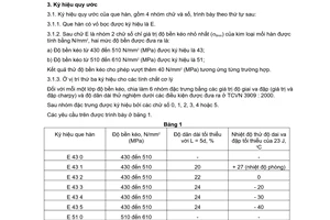 Tiêu chuẩn Việt Nam TCVN 3223:2000 về Que hàn điện dùng cho thép cacbon thấp và thép hợp kim thấp - Ký hiệu, kích thước và yêu cầu kỹ thuật chung