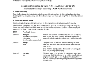 Tiêu chuẩn quốc gia TCVN 6695-1:2000 (ISO/IEC 2382-1 : 1993) về Công nghệ Thông tin - Từ vựng - Phần 1: Các thuật ngữ cơ bản