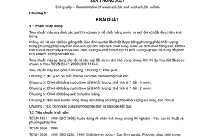 Tiêu chuẩn Việt Nam TCVN 6656:2000 (ISO 11048 : 1995) về chất lượng đất - xác định hàm lượng sunfat tan trong nước và tan trong axit do Bộ Khoa học Công nghệ và Môi trường ban hành