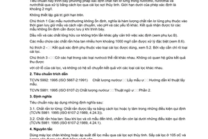 Tiêu chuẩn Việt Nam TCVN 6625:2000 (ISO 11923 : 1997) về chất lượng nước - Xác định chất rắn lơ lửng bằng cách lọc qua cái lọc sợi thuỷ tinh do Bộ Khoa học Công nghệ và Môi trường ban hành