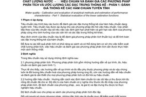 Tiêu chuẩn Việt Nam TCVN 6661-1:2000 (ISO 8466-1 : 1990) về chất lượng nước - Hiệu chuẩn và đánh giá các phương pháp phân tích và ước lượng các đặc trưng thống kê - Phần 1 - Đánh giá thống kê các hàm chuẩn tuyến tính do Bộ Khoa học Công nghệ và Môi trường ban hành