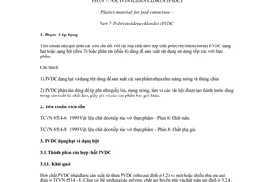 Tiêu chuẩn Việt Nam TCVN 6514-7:1999 (AS 2070-7 : 1993) về Vật liệu chất dẻo tiếp xúc với thực phẩm - Phần 7: Polyvinyliden clorua (PVDC)