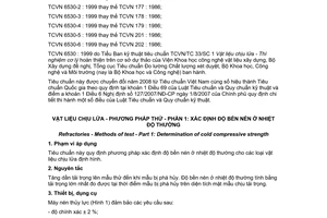 Tiêu chuẩn quốc gia TCVN 6530-1:1999 về Vật liệu chịu lửa – Phương pháp thử - Phần 1: Xác định độ bền nén ở nhiệt độ thường