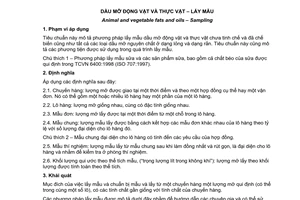 Tiêu chuẩn Việt Nam TCVN 2625:1999 (ISO 5555 : 1991) về Dầu mỡ động vật và thực vật - Lấy mẫu do Bộ Khoa học Công nghệ và Môi trường ban hành