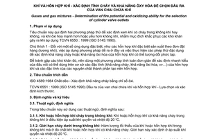 Tiêu chuẩn Việt Nam TCVN 6550:1999 (ISO 10156 : 1990) về Khí và hỗn hợp khí - Xác định tính cháy và khả năng oxy hoá để chọn đầu ra của van chai chứa khí do Bộ Khoa học Công nghệ và Môi trường ban hành