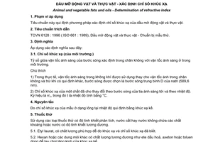 Tiêu chuẩn Việt Nam TCVN 2640:1999 về dầu mỡ động vật và thực vật - xác định chỉ số khúc xạ do Bộ Khoa học Công nghệ và Môi trường ban hành