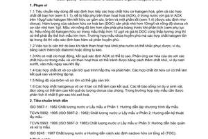 Tiêu chuẩn Việt Nam TCVN 6493:1999 (ISO 9562 : 1989) về chất lượng nước - xác định halogen hữu cơ dễ bị hấp thụ do Bộ Khoa học Công nghệ và Môi trường ban hành