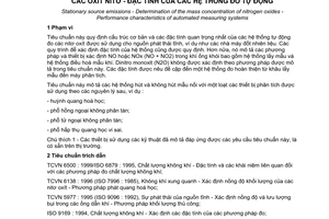Tiêu chuẩn Việt Nam TCVN 6501:1999 (ISO 10849 : 1996) về sự phát thải của nguồn tĩnh - xác định nồng độ khối lượng của các oxit nitơ - đặc tính của các hệ thống đo tự động do Bộ Khoa học Công nghệ và Môi trường ban hành