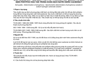 Tiêu chuẩn Việt Nam TCVN 6499:1999 (ISO 11263 : 1994) về chất lượng đất - xác định photpho - phương pháp quang phổ xác định phôtpho hoà tan trong dung dịch natri hiđrocacbonat do Bộ Khoa học Công nghệ và Môi trường ban hành
