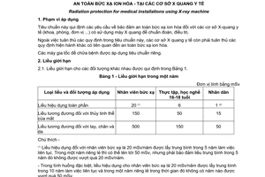 Tiêu chuẩn Việt Nam TCVN 6561:1999 về an toàn bức xạ ion hoá tại các cơ sở X quang y tế do Bộ Khoa học và Công nghệ ban hành