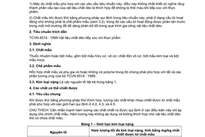 Tiêu chuẩn Việt Nam TCVN 6514-6:1999 (AS 2070 – 6 : 1993) về Vật liệu chất dẻo tiếp xúc với thực phẩm - Phần 6: Chất màu