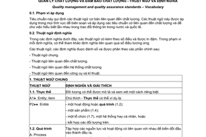 Tiêu chuẩn Việt Nam TCVN ISO 8402:1999 về Quản lý chất lượng và đảm bảo chất lượng - Thuật ngữ và định nghĩa do Bộ Khoa học Công nghệ và Môi trường ban hành