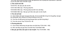 Tiêu chuẩn Việt Nam TCVN 5644:1999 về gạo trắng - yêu cầu kỹ thuật