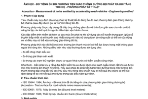 Tiêu chuẩn Việt Nam TCVN 6552:1999 (ISO 00362:1998) về âm học - đo tiếng ồn do phương tiện giao thông đường bộ phát ra khi tăng tốc độ - phương pháp kỹ thuật do Bộ Khoa học Công nghệ và Môi trường ban hành