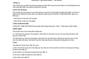 Tiêu chuẩn Việt Nam TCVN 6443:1998 (ISO 8644:1988) về mô tô - vành bánh hợp kim nhẹ - phương pháp thử do Bộ Khoa học Công nghệ và Môi trường ban hành